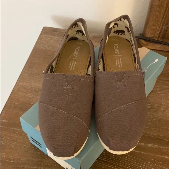 TOMS Brown/Ash Canvas Slip-Ons - Picture 5 of 9